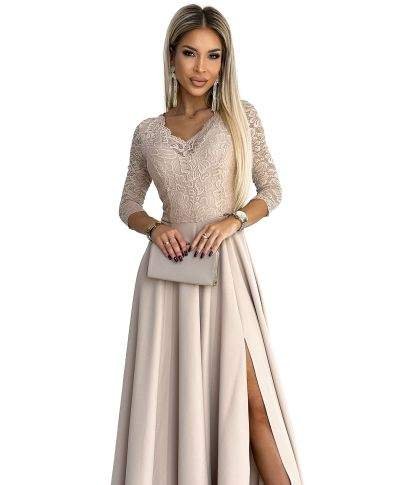 Abito da cerimonia donna con manichetta in pizzo - Amber - Abiti eleganti online - Gogolfun.it