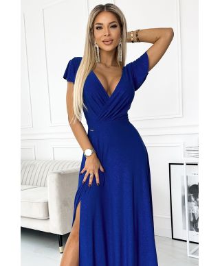  411-9 CRYSTAL połyskująca długa suknia z dekoltem - CHABROWA 