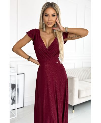 Abito lungo da cerimonia con tessuto fluido e spacco elegante – Linea Crystal - GOGOLFUN.IT