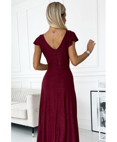 Abito lungo da cerimonia con tessuto fluido e spacco elegante – Linea Crystal - GOGOLFUN.IT