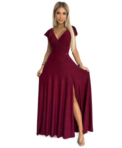 Abito lungo da cerimonia con tessuto fluido e spacco elegante – Linea Crystal - GOGOLFUN.IT