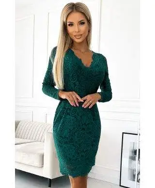 Tubino elegante in pizzo con maniche lunghe - Helena - Abbigliamento donna online - Gogolfun.it
