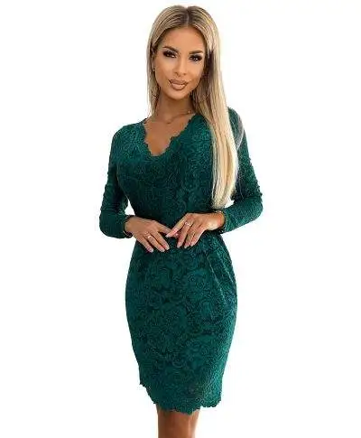 Tubino elegante in pizzo con maniche lunghe - Helena - Abbigliamento donna online - Gogolfun.it
