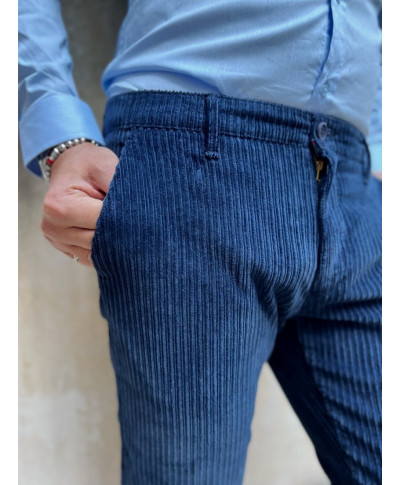 Paul Miranda - Pantaloni blu, In velluto