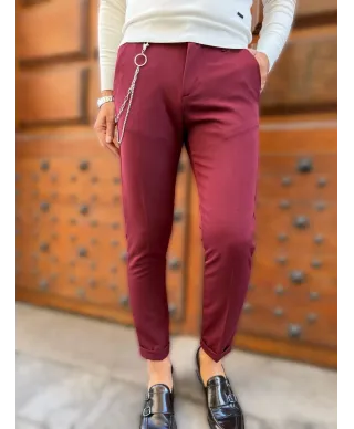 Pantaloni uomo con catena - Cropped - Colore bordeaux