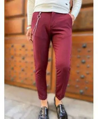 Pantaloni uomo con catena - Cropped - Colore bordeaux