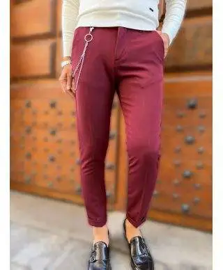 Pantaloni uomo con catena - Cropped - Colore bordeaux