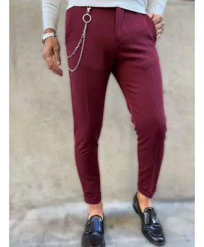 Pantaloni uomo con catena - Cropped - Colore bordeaux