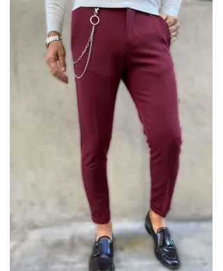 Pantaloni uomo con catena - Cropped - Colore bordeaux