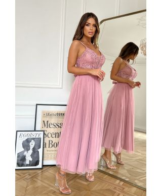 TIULOWA SUKIENKA  NA RAMIĄCZKACH 7/8