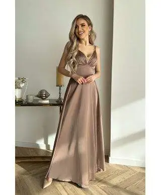 Vestito da cerimonia - In raso - Cioccolato - Vestiti eleganti - Gogolfun.it