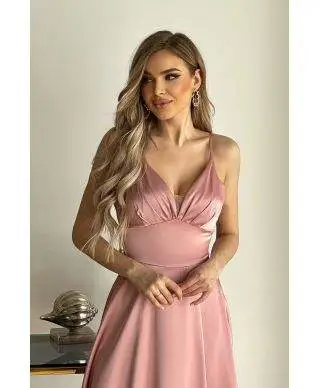 Vestito da cerimonia - In raso – Rosa antico - Vestiti da damigelle - Gogolfun.it