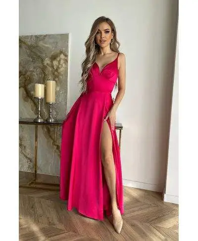 Vestito da cerimonia - In raso - Fuxia