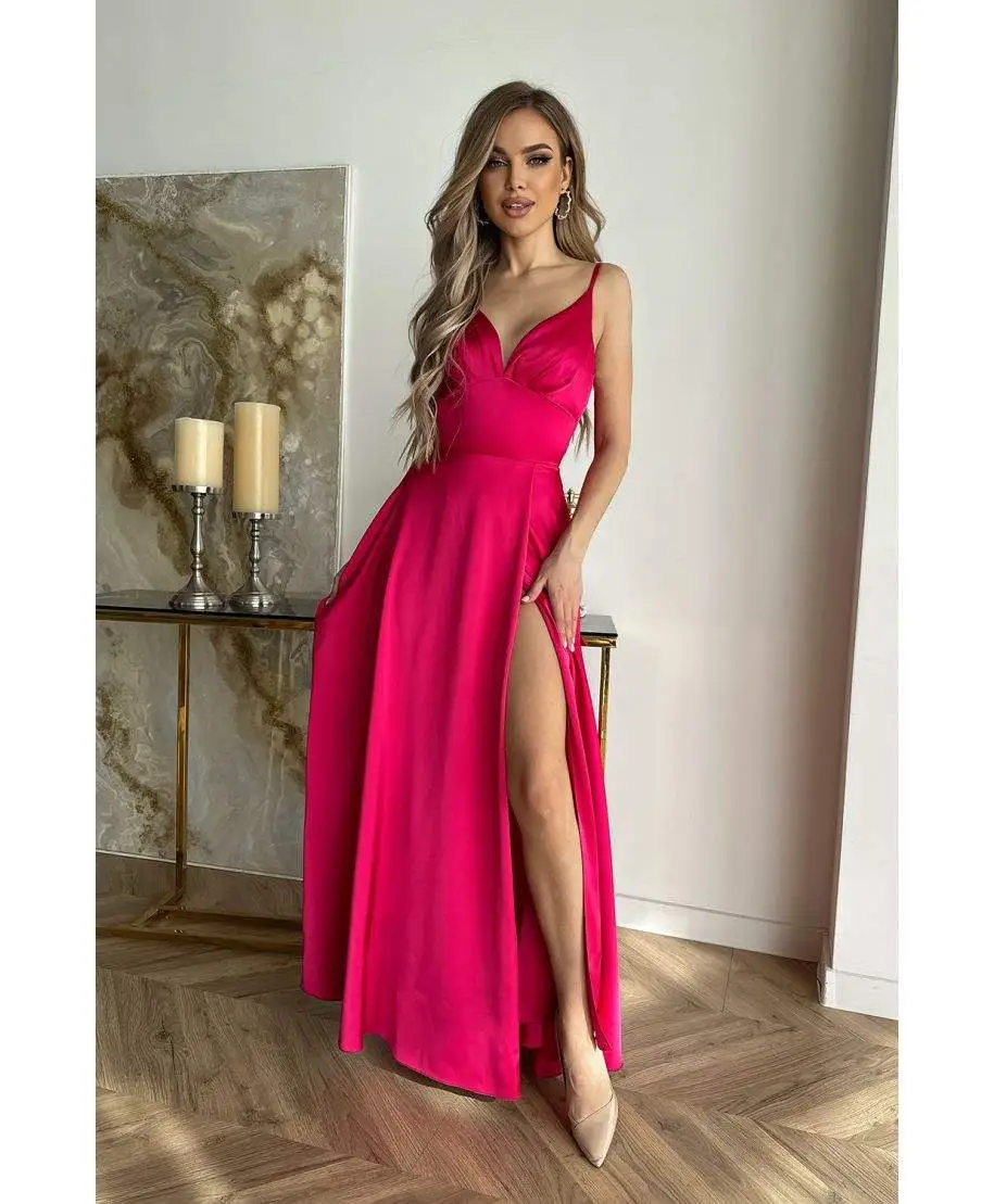 Vestito da cerimonia - In raso - Fuxia - Abiti da cerimonia gogolfun.it