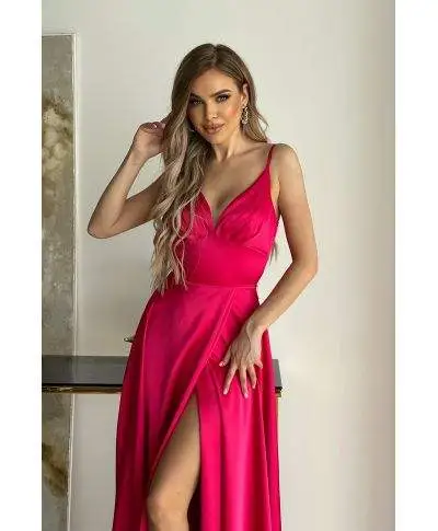 Vestito da cerimonia - In raso - Fuxia - Abiti da cerimonia gogolfun.it