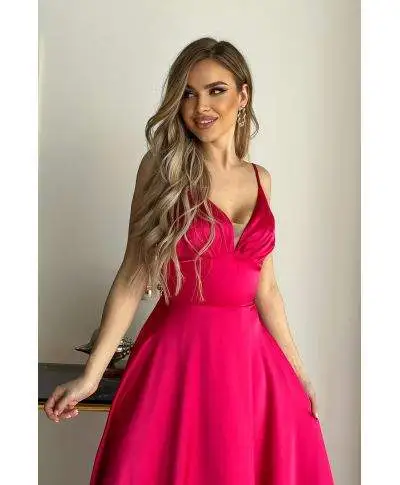 Vestito da cerimonia - In raso - Fuxia - Abiti da cerimonia gogolfun.it