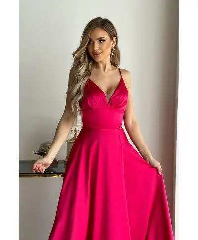 Vestito da cerimonia - In raso - Fuxia - Abiti da cerimonia gogolfun.it