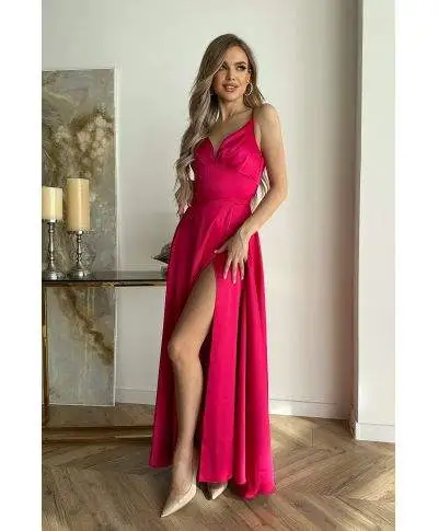 Vestito da cerimonia - In raso - Fuxia - Abiti da cerimonia gogolfun.it