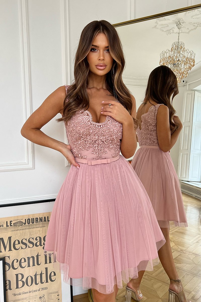 Vestito tulle hot sale corto rosa