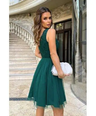 Abito corto elegante - In Tulle – Verde bottiglia - Vestiti corti eleganti - Gogolfun.it