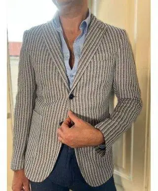 Giacca uomo gessata, Paul Miranda - Grigia con tasche a toppa