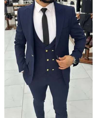 Abito uomo blu elegante, con gilet