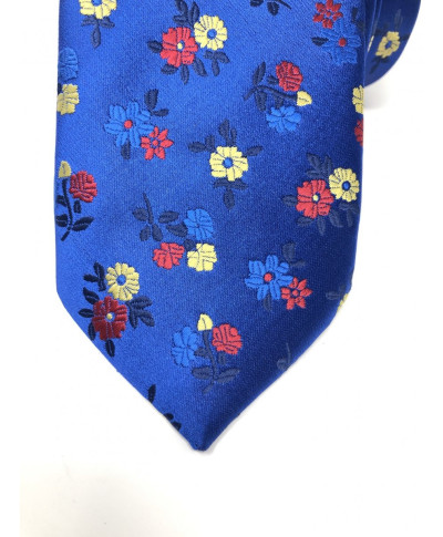 Cravatta uomo - Blu - Fantasia floreale