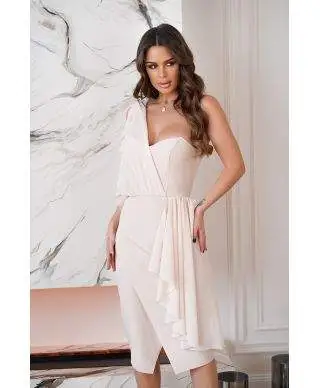 Vestito corto elegante - Tubino colore Beige - Vestiti corti da cerimonia - Vestiti battesimo, comunione, laurea - Gogolfun.it