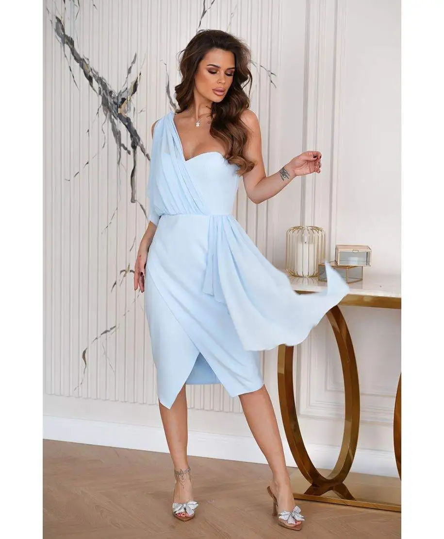 Vestito corto elegante - Tubino azzurro - Vestiti corti per comunioni, battesimi, lauree - Gogolfun.it
