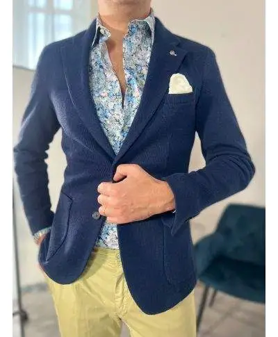 Giacca uomo blu, Paul Miranda - Tasche a toppa
