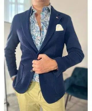 Giacca uomo blu, Paul Miranda - Tasche a toppa