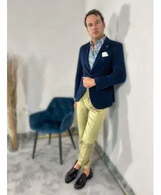 Giacca uomo blu, Paul Miranda - Tasche a toppa