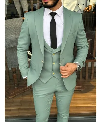 Abito uomo verde pistacchio, con gilet