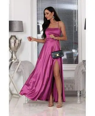 Abito da cerimonia - In raso - Rosa - Abiti da cerimonia donna - Abiti eleganti gogolfun.it