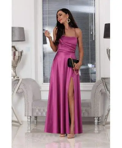 Abito da cerimonia - In raso - Rosa - Abiti da cerimonia donna - Abiti eleganti gogolfun.it