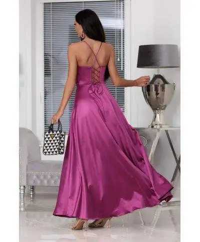 Abito da cerimonia - In raso - Rosa - Abiti da cerimonia donna - Abiti eleganti gogolfun.it