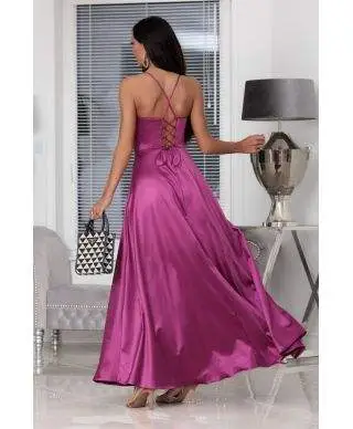 Abito da cerimonia - In raso - Rosa - Abiti da cerimonia donna - Abiti eleganti gogolfun.it