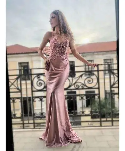 Vestito da cerimonia a sirena - Rosa - Vestiti da cerimonia donna - Abiti a sirena - Gogolfun.it
