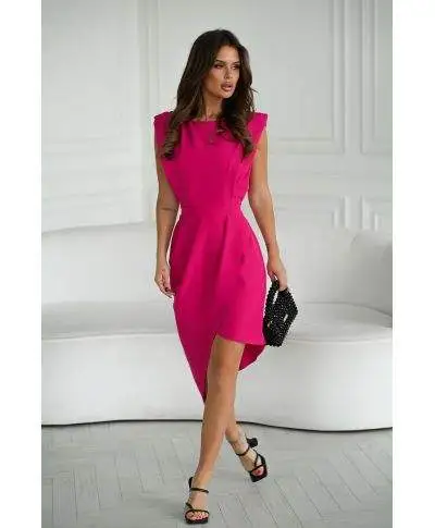 Vestito corto elegante – Colore lampone - Schiena scoperta - Vestiti matrimonio al comune, battesimo, laurea - Gogolfun.it