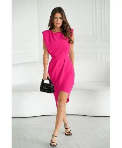 Vestito corto elegante – Colore lampone - Schiena scoperta - Vestiti matrimonio al comune, battesimo, laurea - Gogolfun.it