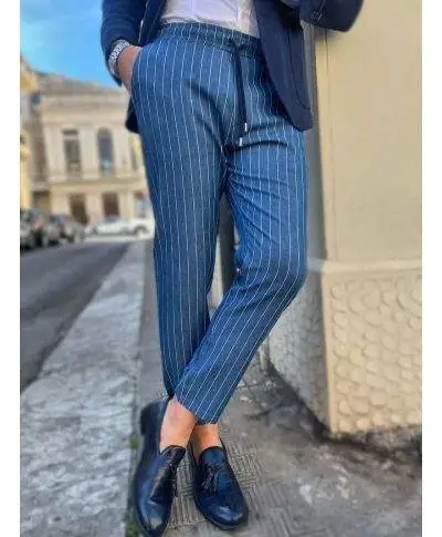 Pantaloni uomo con laccio, Paul Miranda - Pantalaccio gessato