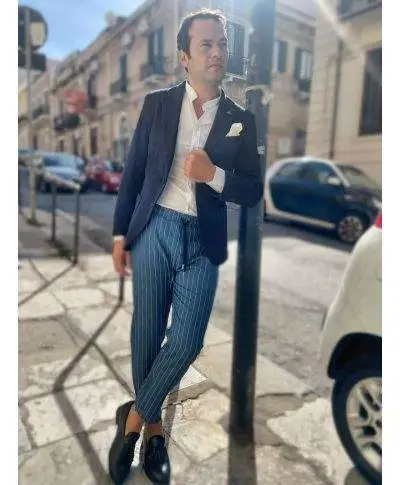 Pantaloni uomo con laccio, Paul Miranda - Pantalaccio gessato
