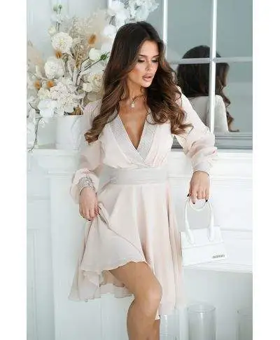 Vestito corto elegante con maniche - Cristie - Vestiti per comunioni, battesimi e compleanni - Gogolfun.it
