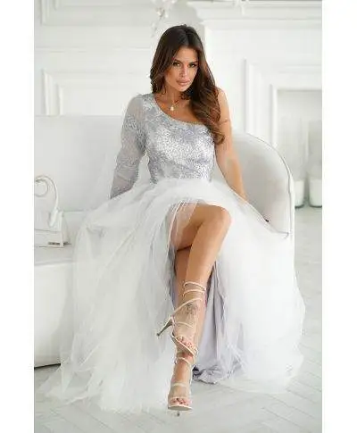 Abito lungo in tulle - Bianco - Abiti eleganti bianchi - Cerimonia gogolfun.it