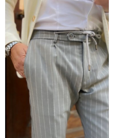 Pantaloni con coulisse, grigi e bianchi - Made in Italy
