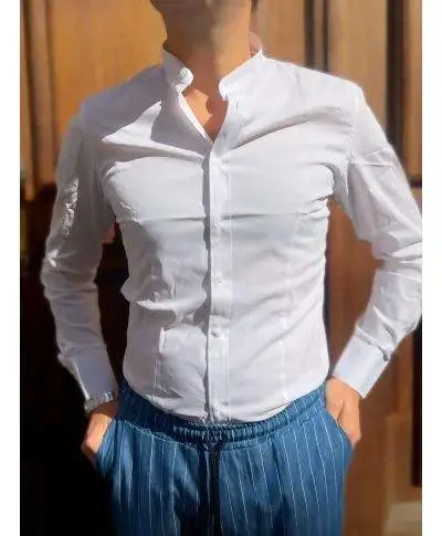 Camicia coreana bianca, cotone