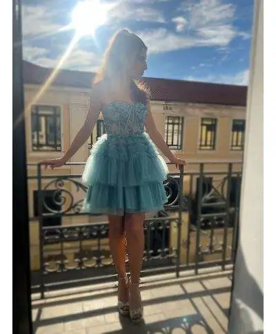 Vestito corto elegante - verde Tiffany - Vestiti corti eleganti - Gogolfun.it