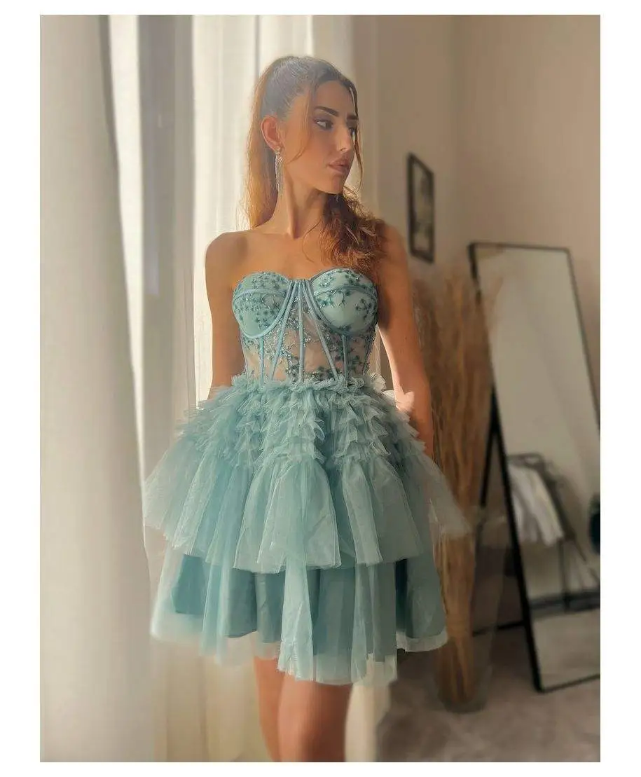 Vestito corto elegante - verde Tiffany - Vestiti corti eleganti - Gogolfun.it Vestito corto elegante - verde Tiffany - Vestiti corti eleganti - Gogolfun.it