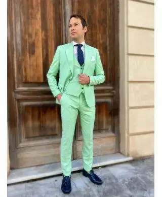 Abito uomo, verde pistacchio - Con gilet