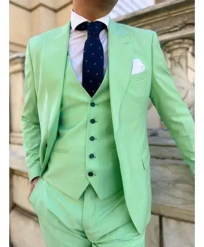 Abito uomo, verde pistacchio - Con gilet